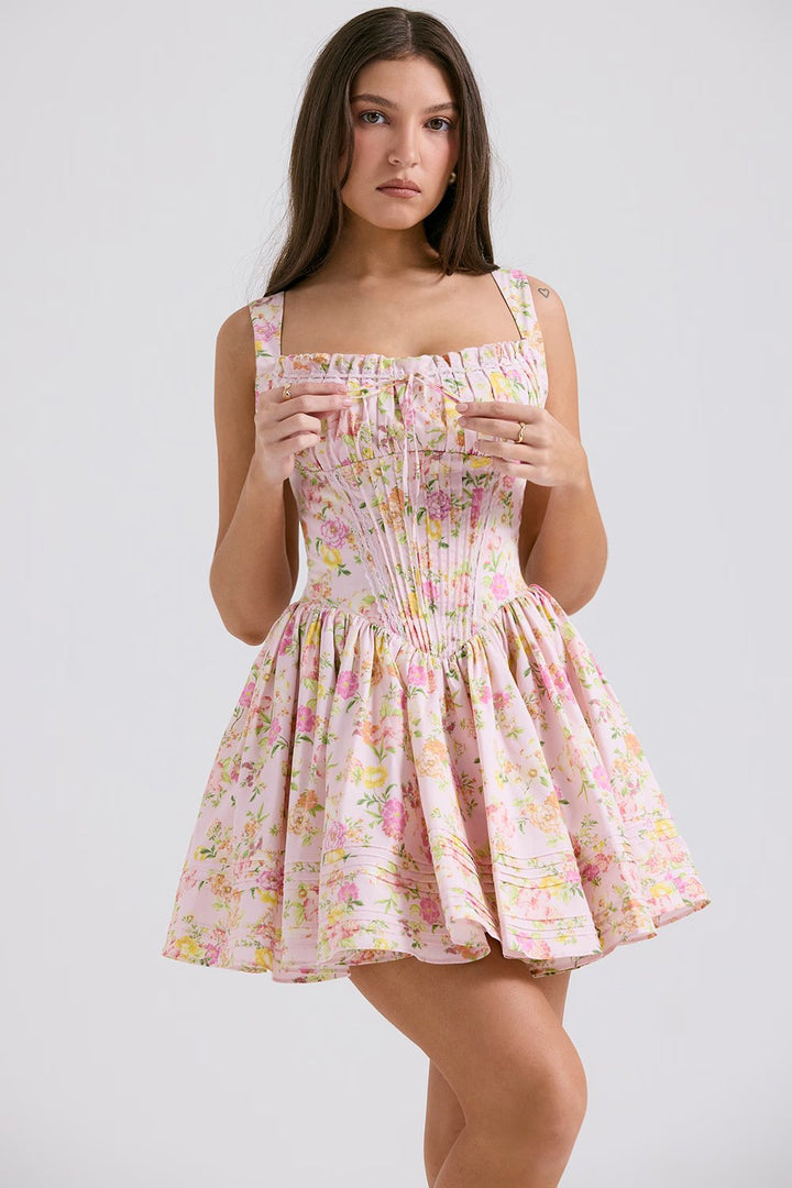 Rhea Mini Dress - Pink Floral