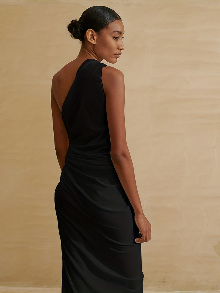 Isla - Asymmetrical Ruched One-Shoulder Beach Dress
