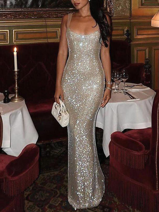 Selene - Glittering Temperament Strap Dress