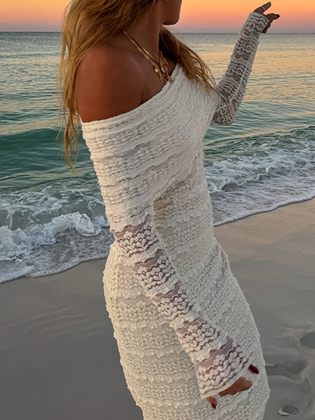 Celeste - Elegant Off-Shoulder Lace Dress