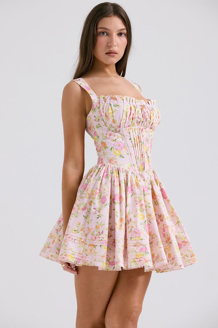 Rhea Mini Dress - Pink Floral