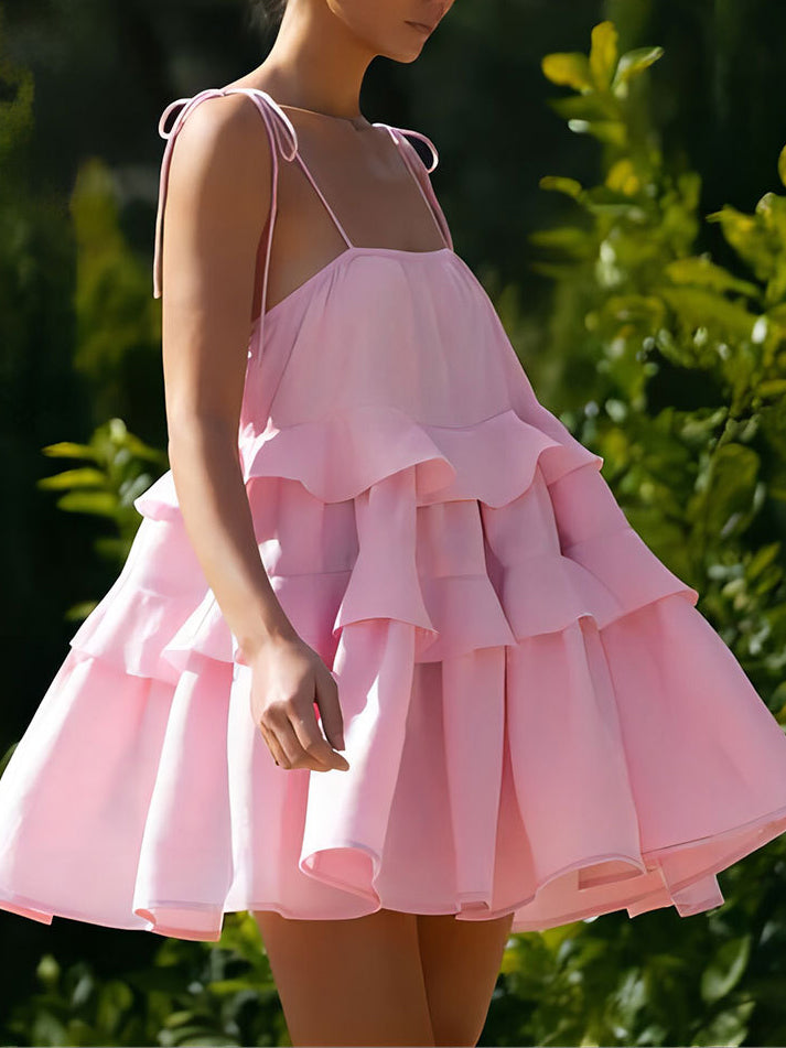 Lara - Multi-layer Ruffled Backless Slip Dress