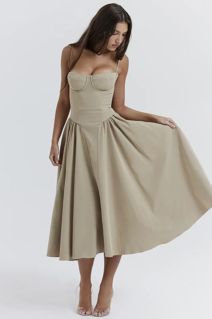 Ellie Sleeveless Corset Midi Dress