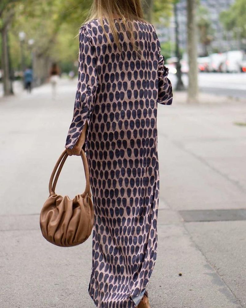 Soira - Elegant Oval Print Maxi Dress