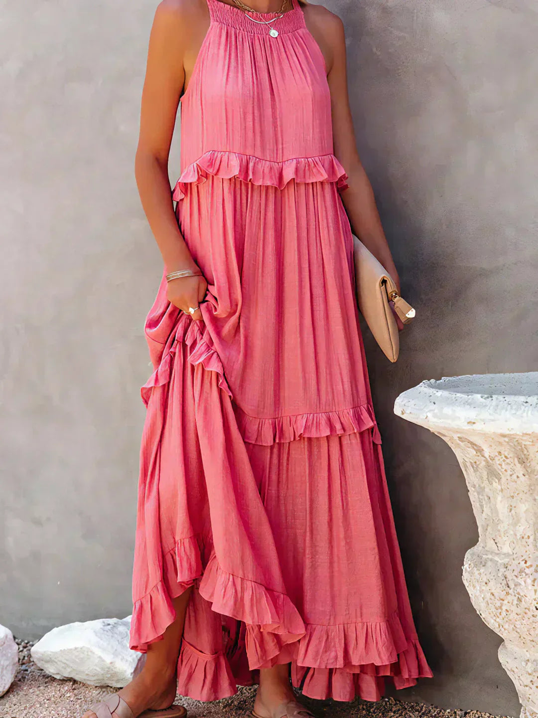 Sarah - Halter Ruffle Maxi Dress (Almost sold out)