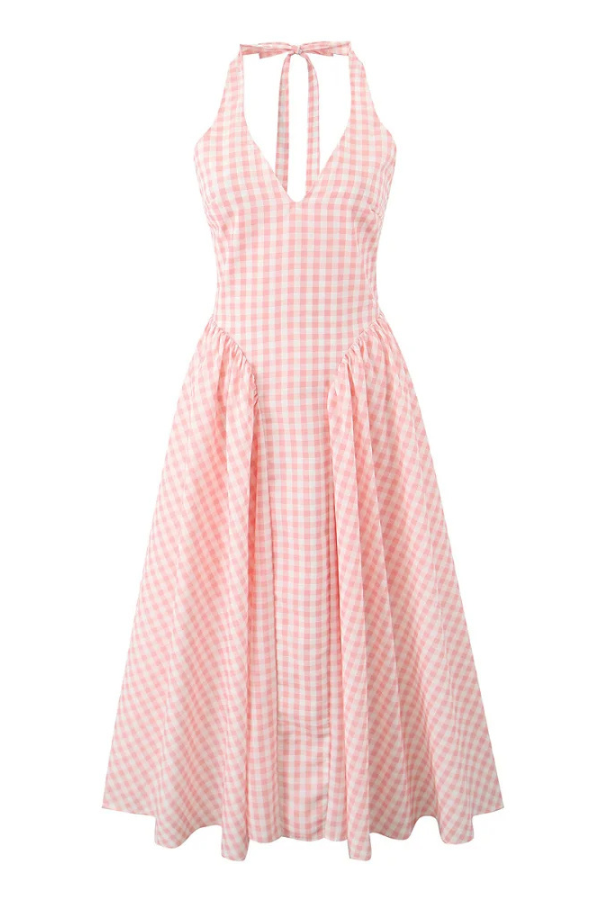 Emilia - Charming Plaid Midi Dress