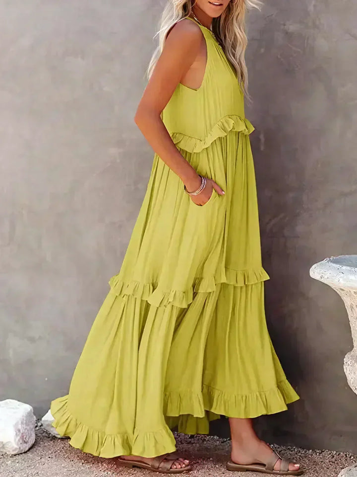 Sarah - Halter Ruffle Maxi Dress (Almost sold out)