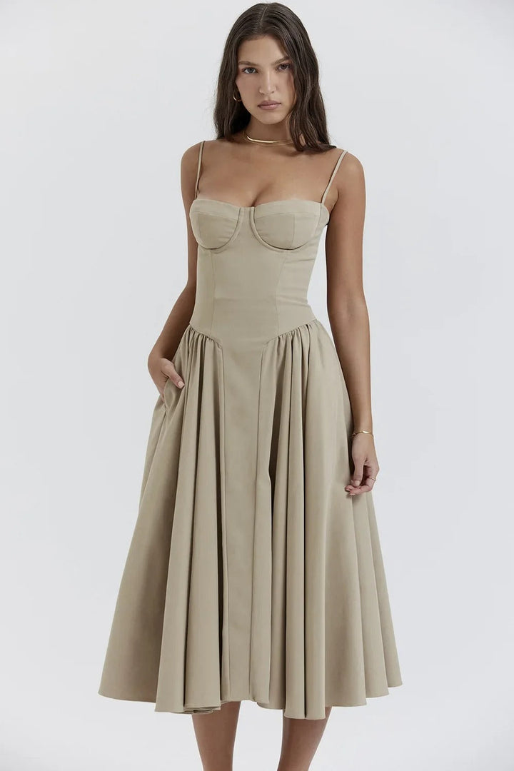 Ellie Sleeveless Corset Midi Dress