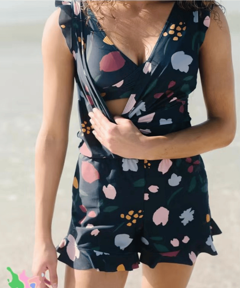 Mary - Swimsuit with ruffles and bust support