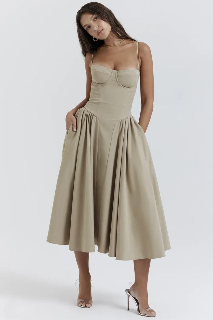Ellie Sleeveless Corset Midi Dress