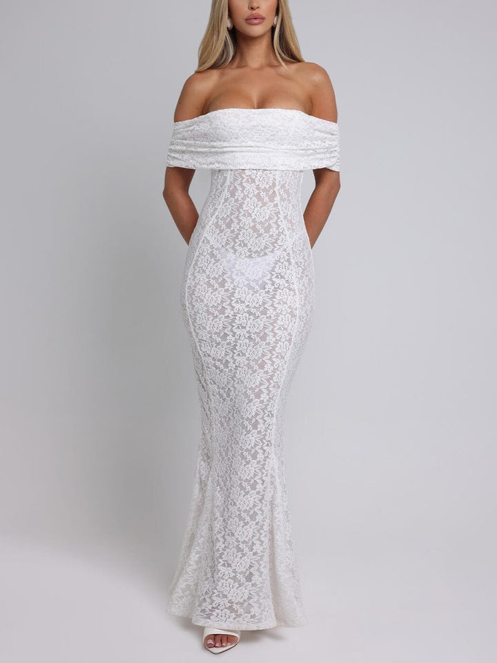 Darcy - Elegant Sexy Floral Lace Fishtail Maxi Dress