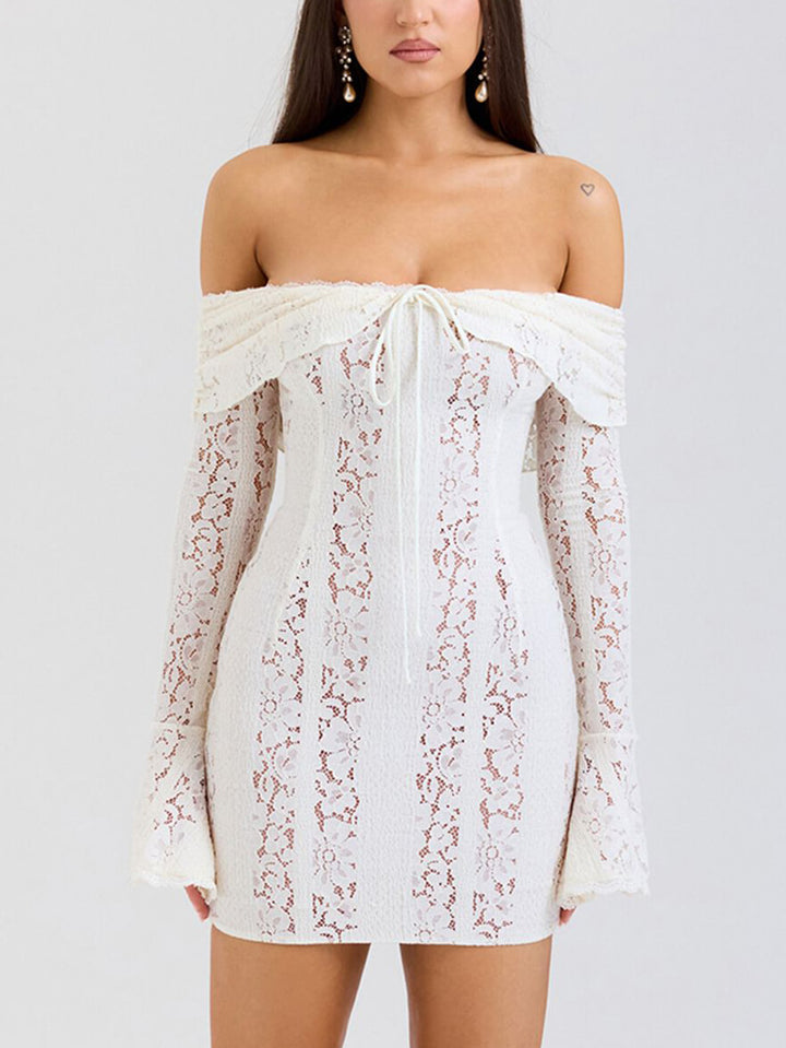 Grace - Elegant One Shoulder Lace Hip-Wrap Mini Dress