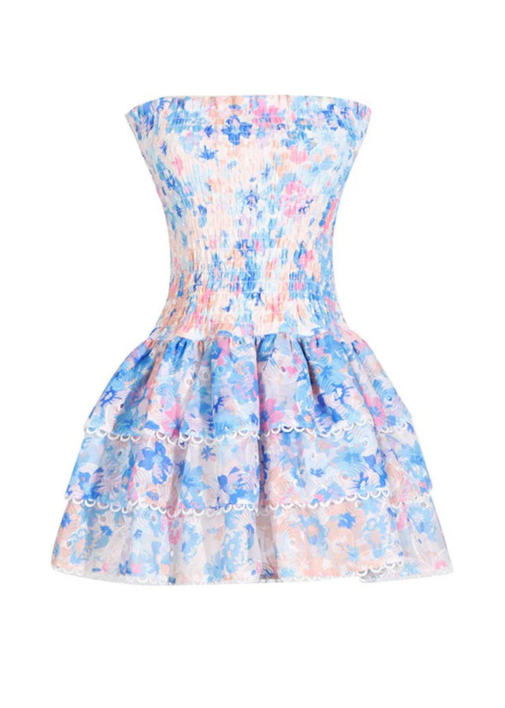 Andrea - Romantic Bloom Strapless Mini Dress