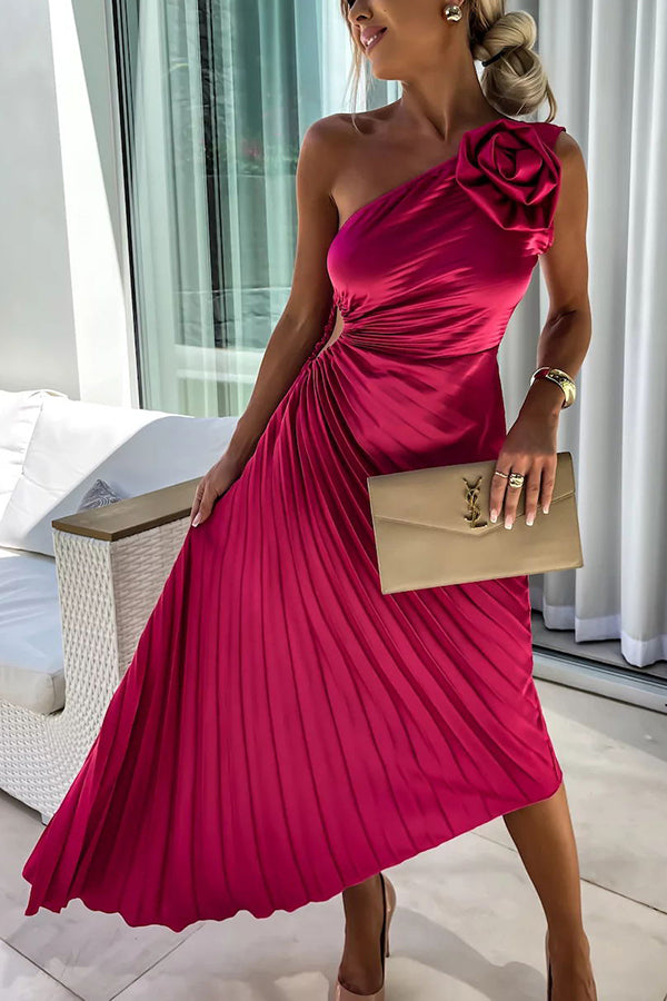 Dariella | Romantic Flower One Shoulder Dress