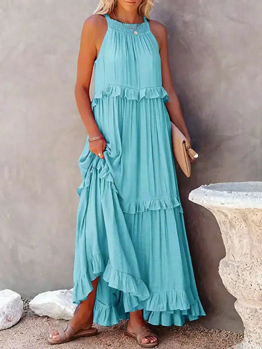 Sarah - Halter Ruffle Maxi Dress (Almost sold out)