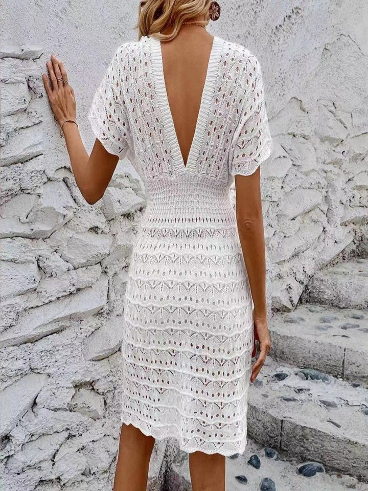 Zara - Cut-Out V-Neck Knitted Beach Dress