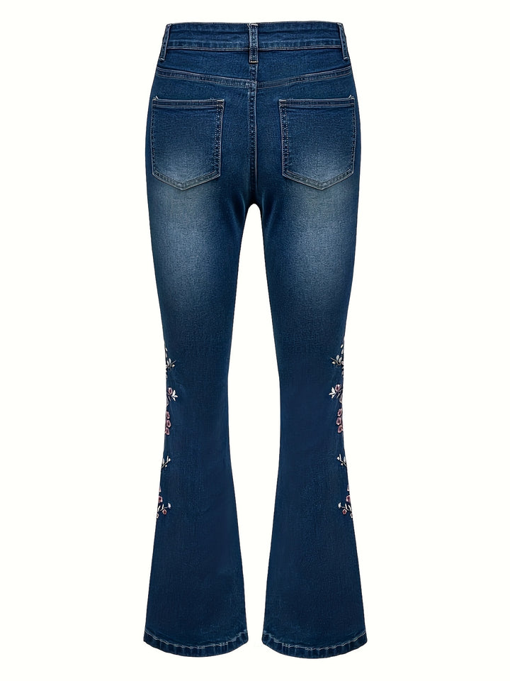 Bella – Floral Embroidered Flare Jeans
