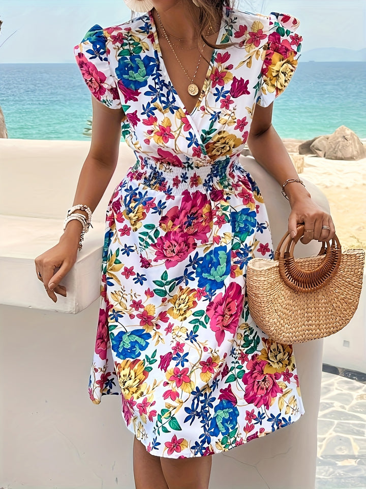 Serena – Floral Ruffle Trim Print Dress