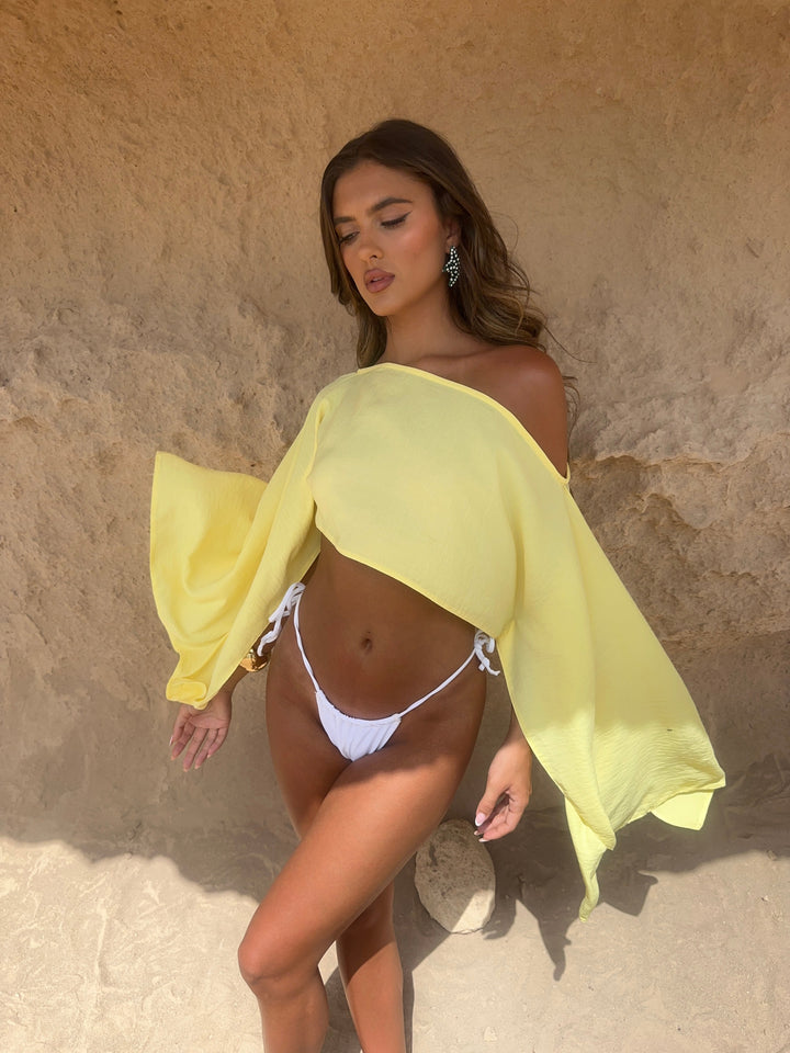 Lyra - Vibrant Off-Shoulder Lemon Print Sarong Set