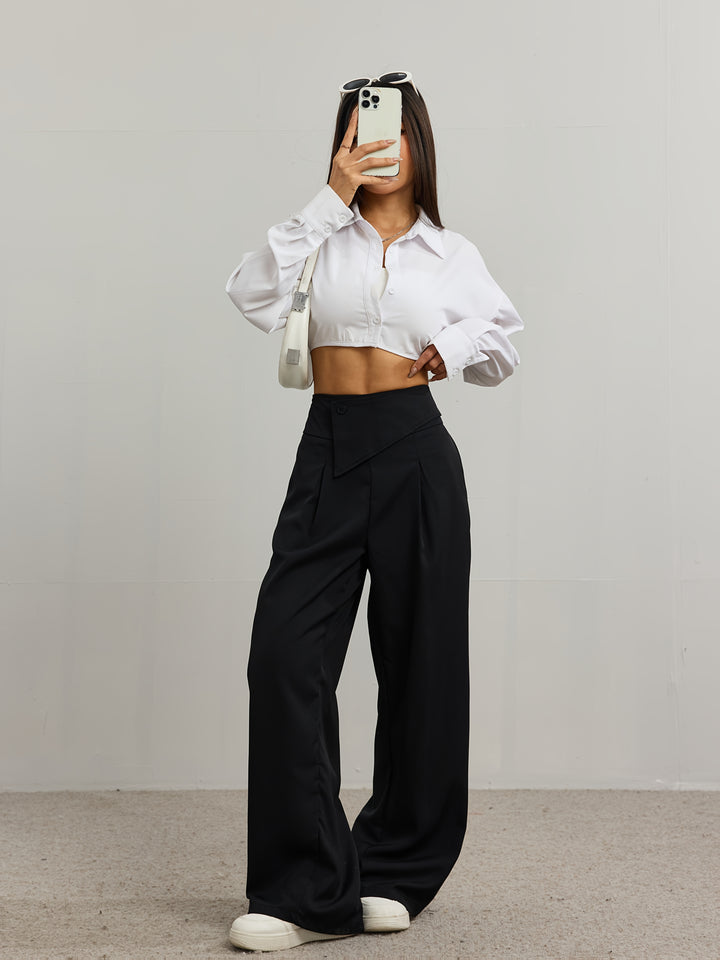 Amara – Asymmetrical Flare Suit Trousers