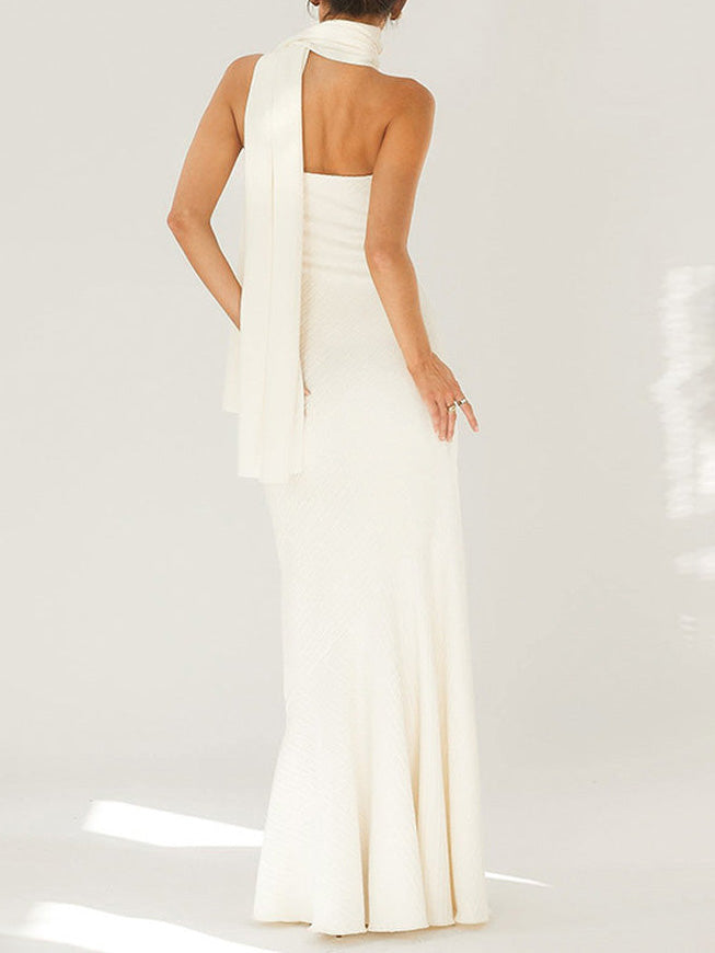 Adriana - Fashion Strapless One Shoulder Fishtail Maxi Dress