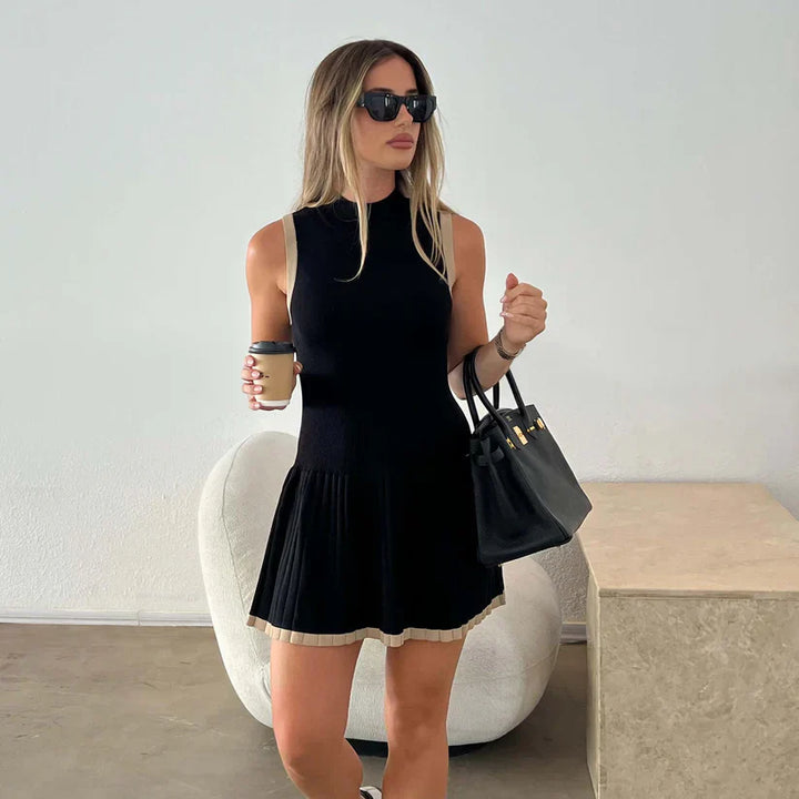 Tessa - Sleek Contrast Ribbed Mini Dress