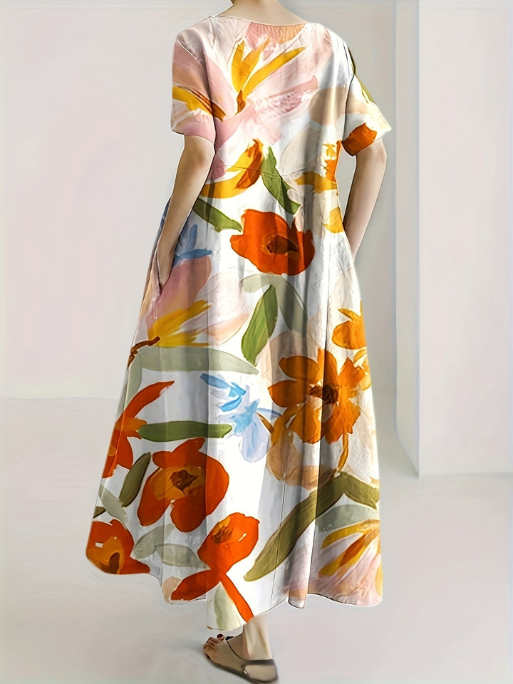 Olivia – Elegant Floral Print Casual Dress