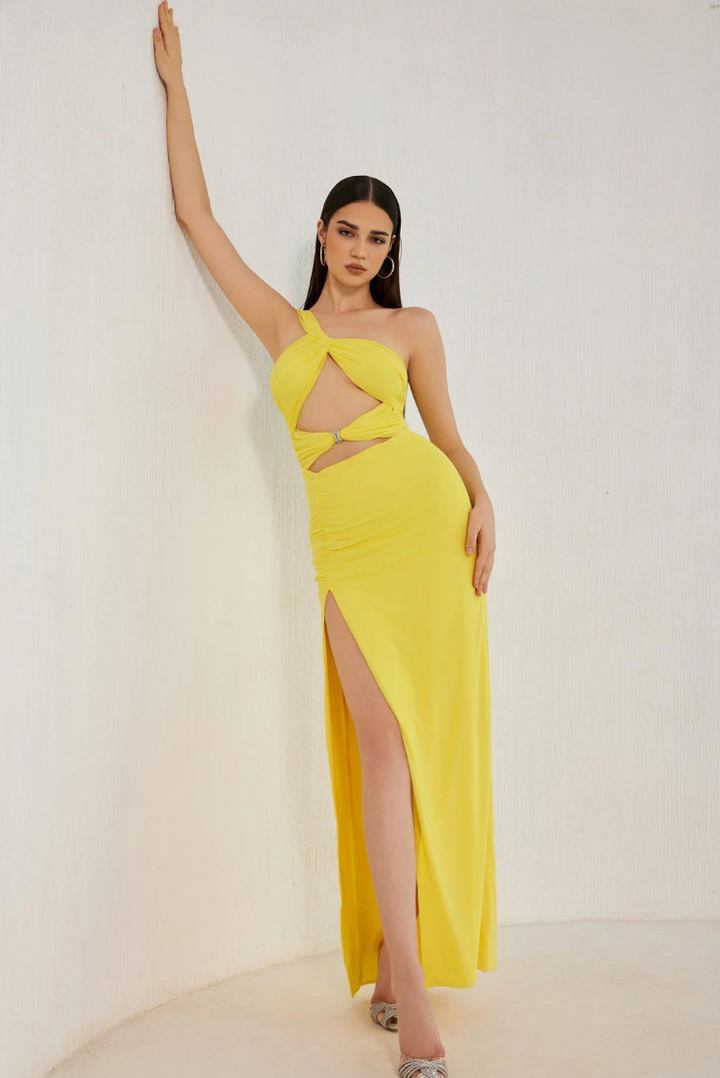 Maritoni - Asymmetrical Crystal Maxi Dress
