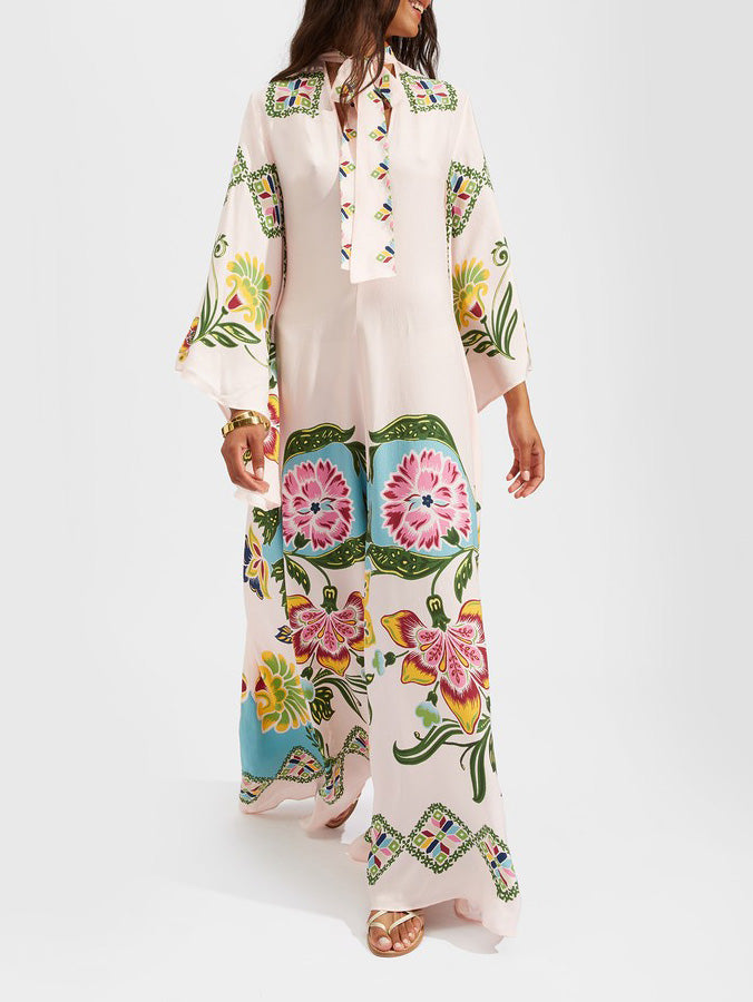 Solana - Exquisite Sunshine Floral Print Flowing Maxi Dress