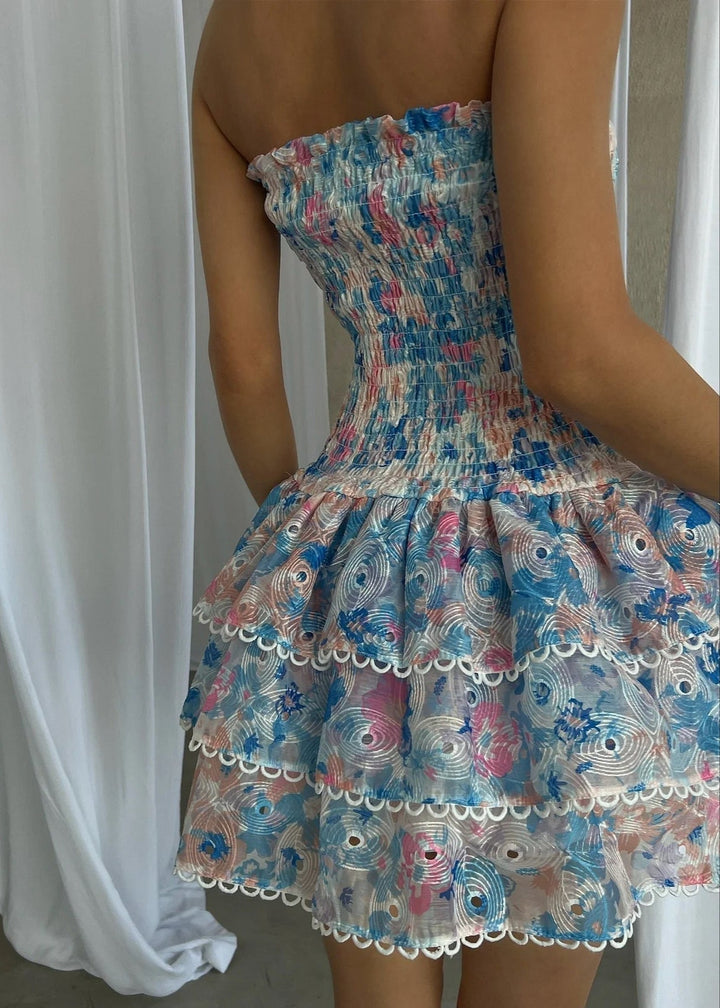 Andrea - Romantic Bloom Strapless Mini Dress
