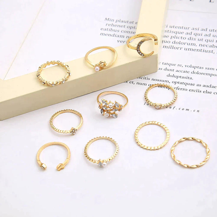Luna – 10 Pack of Bohemian Silver and Gold Plated Rings