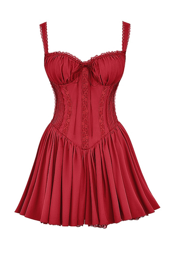 Samantha - Romantic Lace-Back Mini Dress