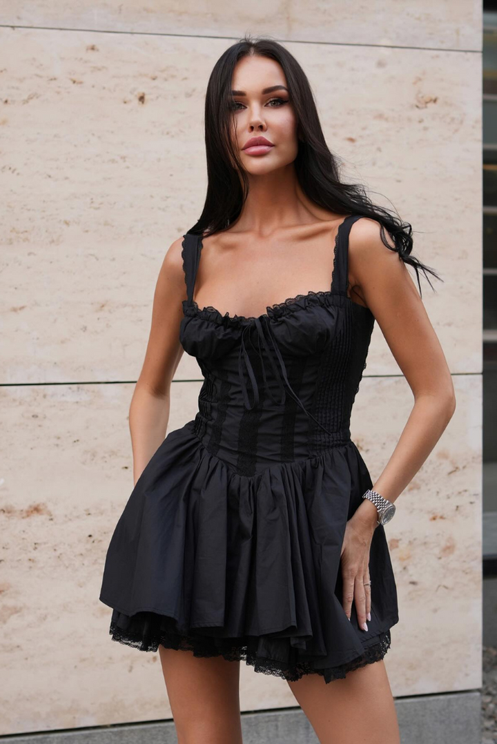 Samantha - Romantic Lace-Back Mini Dress