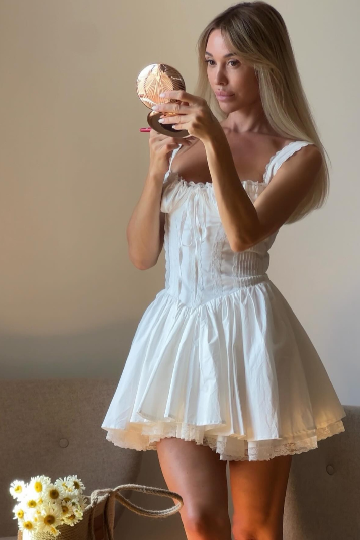 Samantha - Romantic Lace-Back Mini Dress