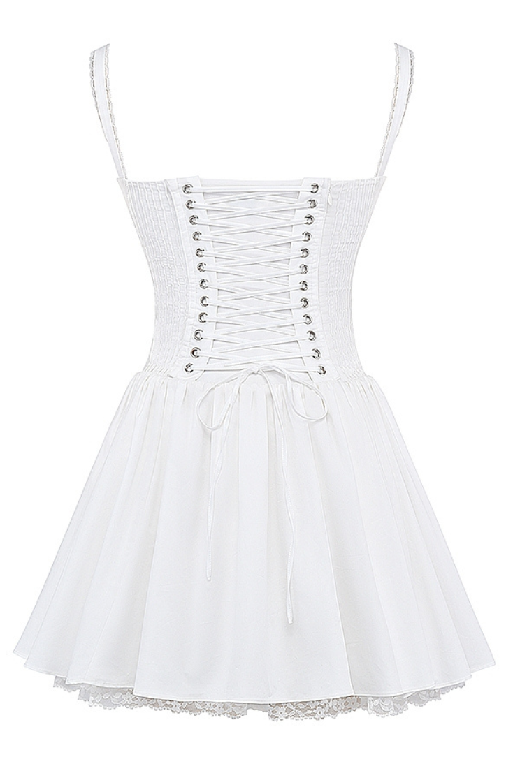 Samantha - Romantic Lace-Back Mini Dress