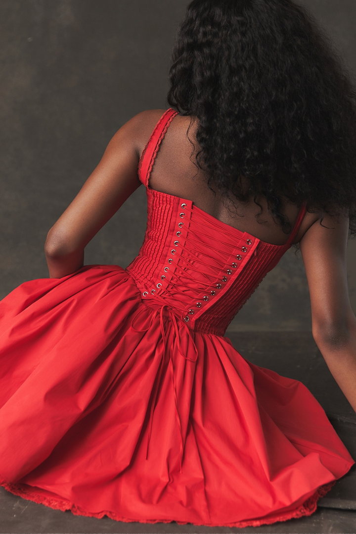 Samantha - Romantic Lace-Back Mini Dress