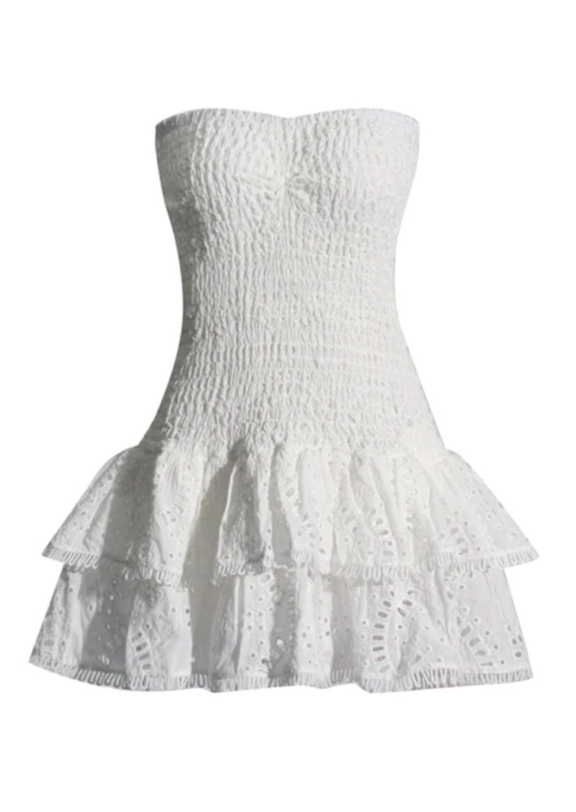 Athena - Elegant Strapless Flared Mini Dress