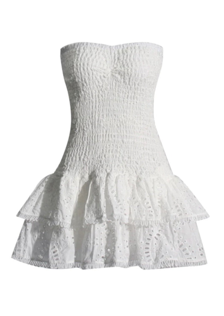 Athena - Elegant Strapless Flared Mini Dress