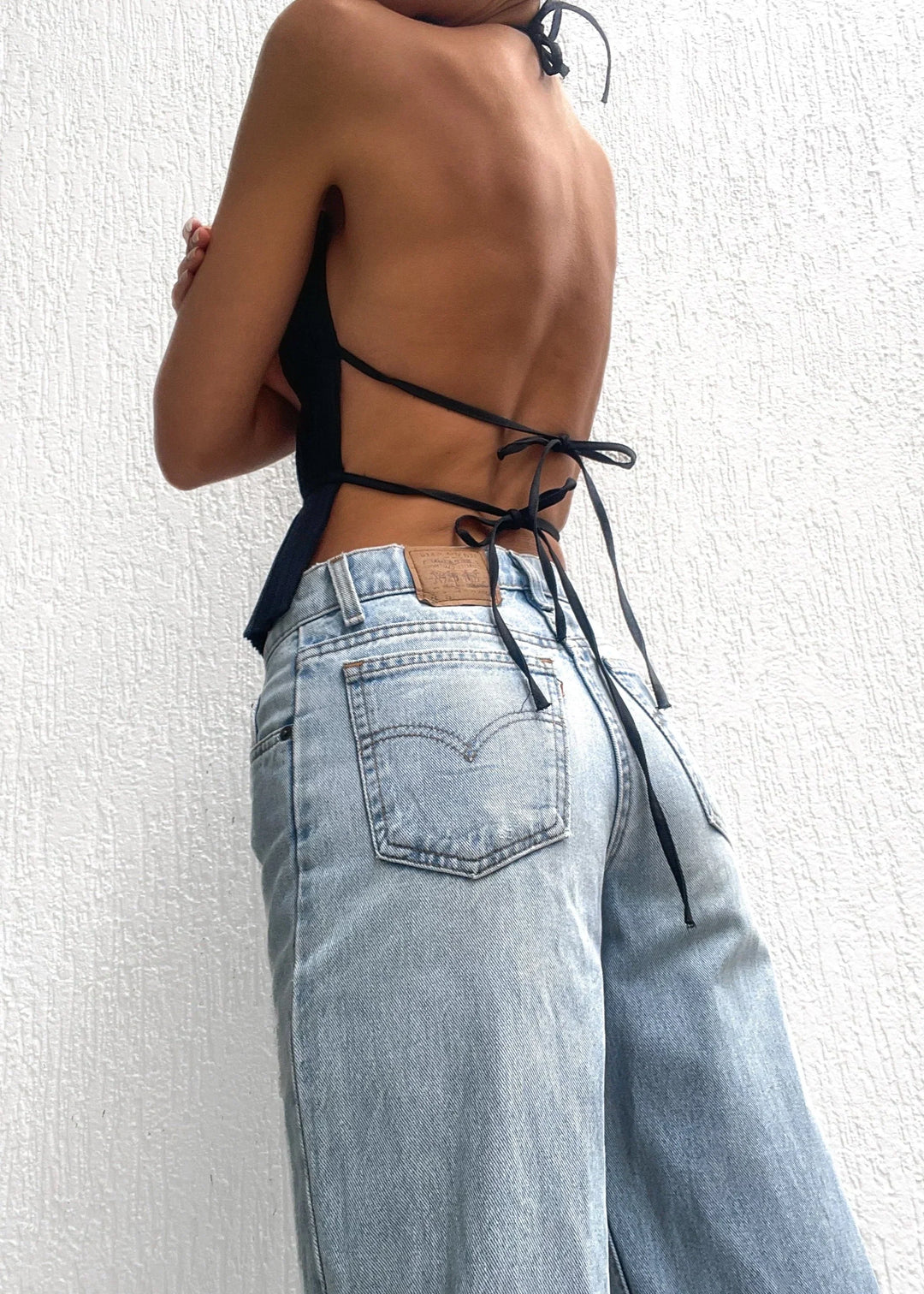 Sheila - Polished Pleated Backless Racer Top