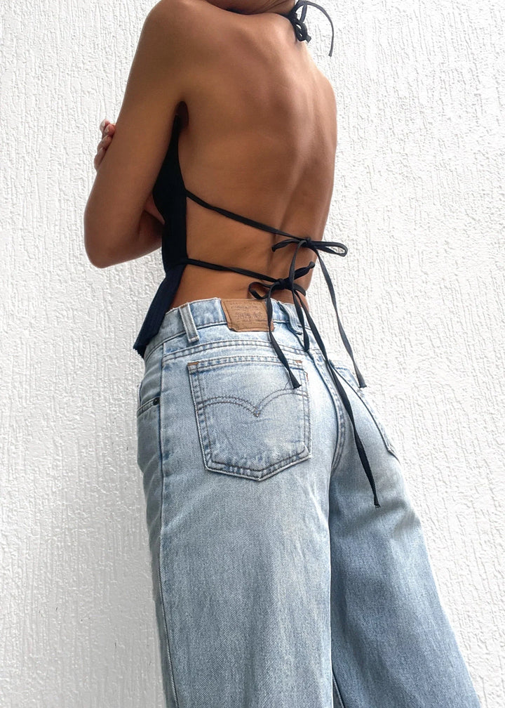 Sheila - Polished Pleated Backless Racer Top