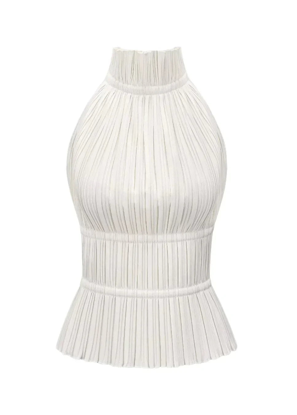 Sheila - Polished Pleated Backless Racer Top