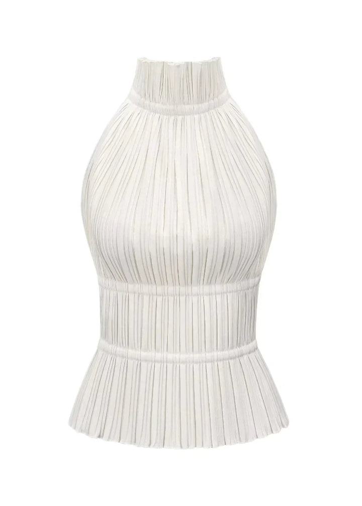 Sheila - Polished Pleated Backless Racer Top