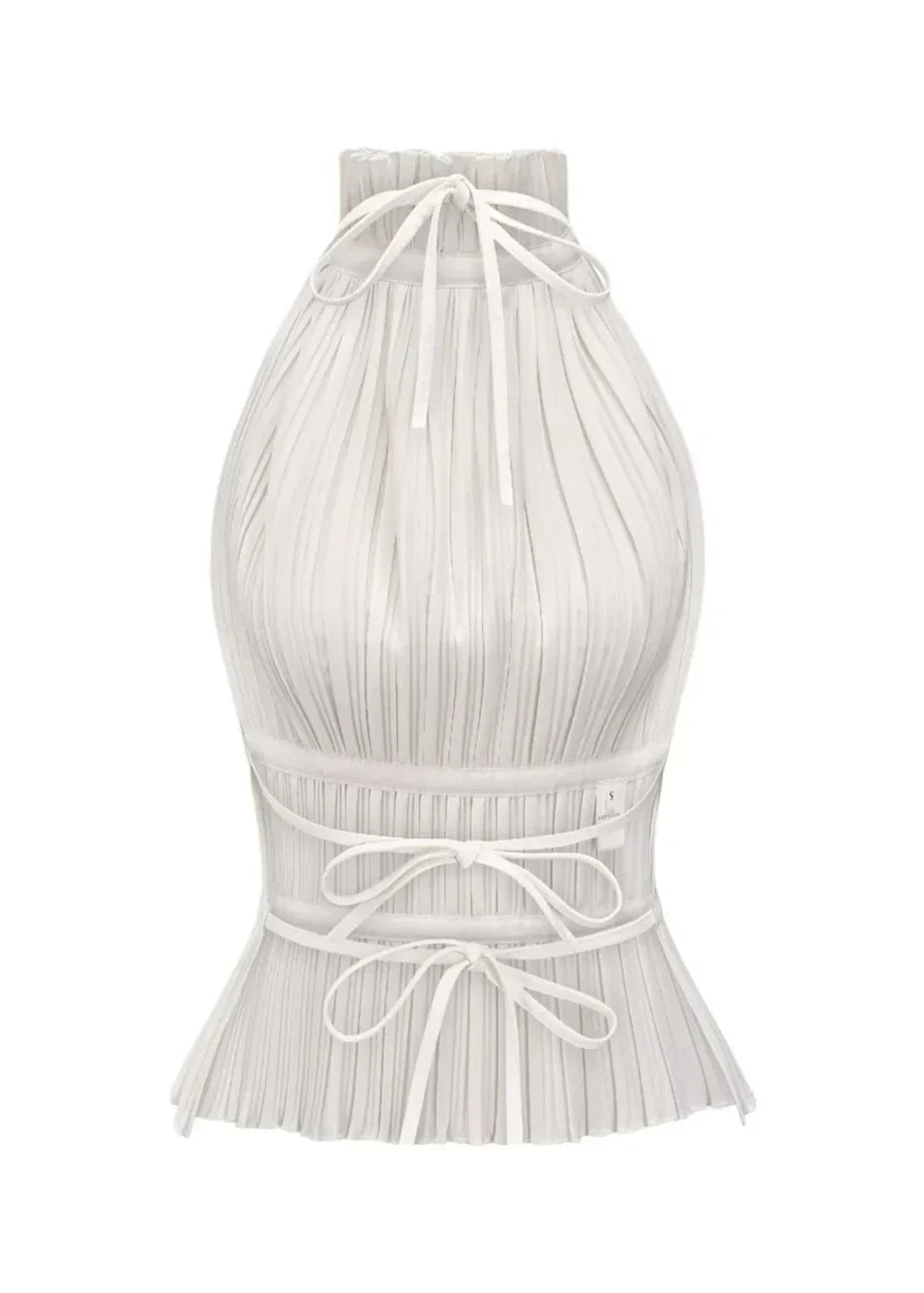 Sheila - Polished Pleated Backless Racer Top