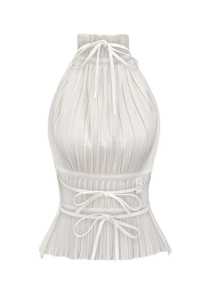 Sheila - Polished Pleated Backless Racer Top