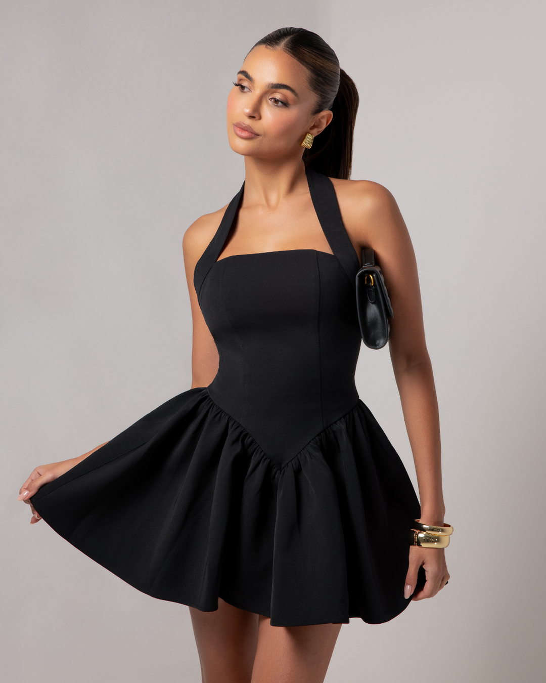 Lucia - Elegant Halter Crepe Mini Dress