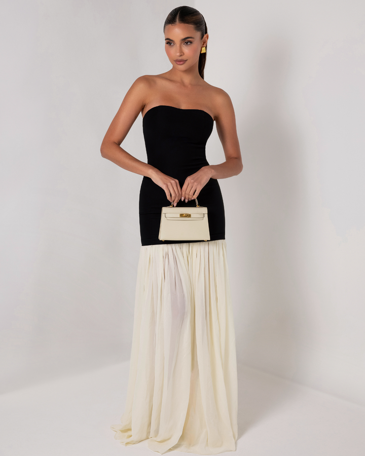 Mera - Elegant Strapless Chiffon Maxi Dress