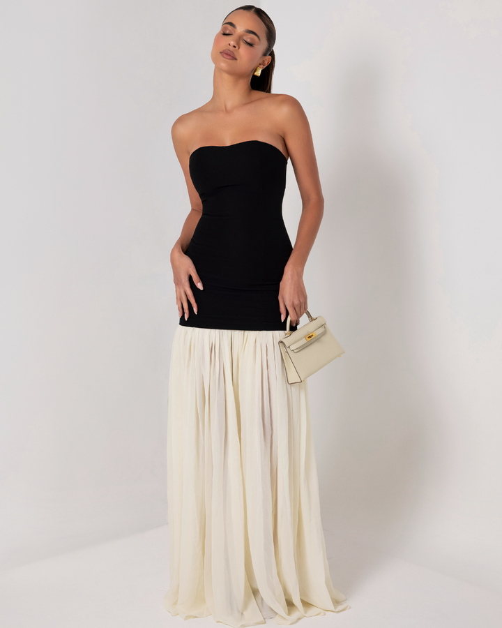 Mera - Elegant Strapless Chiffon Maxi Dress