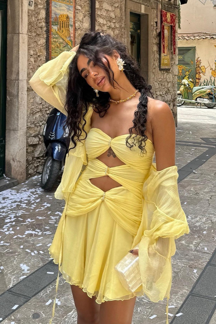 Martha - Metallic-Ring Mini Dress