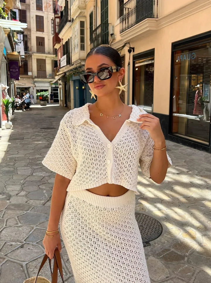 Amelia - Textured Crochet Two-Piece Set