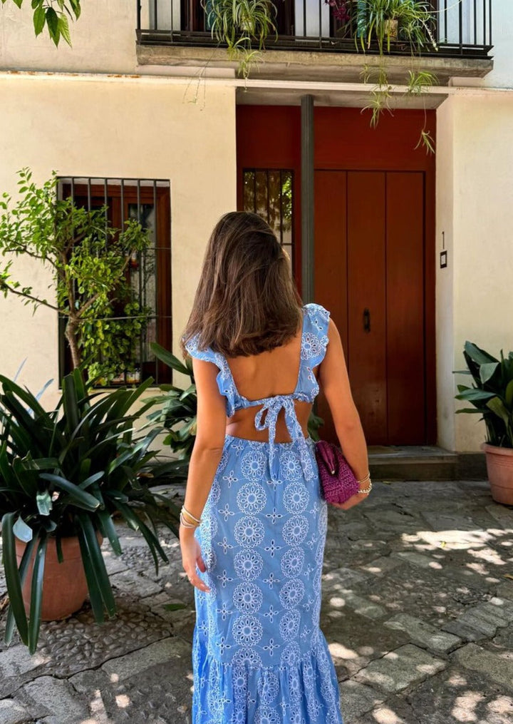 Danica - Whimsical Embroidered Ruffled Maxi Dress